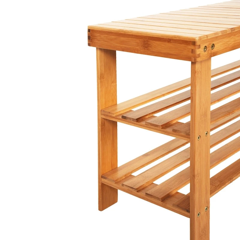Bamboo 3-tier Shoe Rack Bench