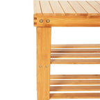 Bamboo 3-tier Shoe Rack Bench