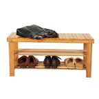 Bamboo 3-tier Shoe Rack Bench