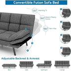 Futon Sofa Bed, Memory Foam Foldable Couch Convertible Loveseat Sleeper Daybed with Adjustable Armrests for Small Space
