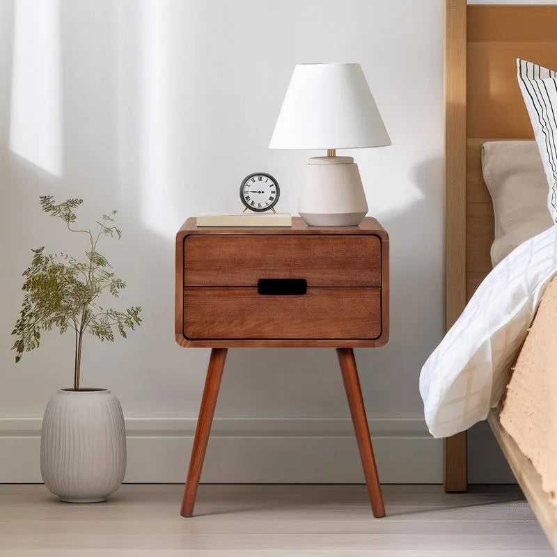 Mid-Century Solid Wood Nightstands For Bedroom