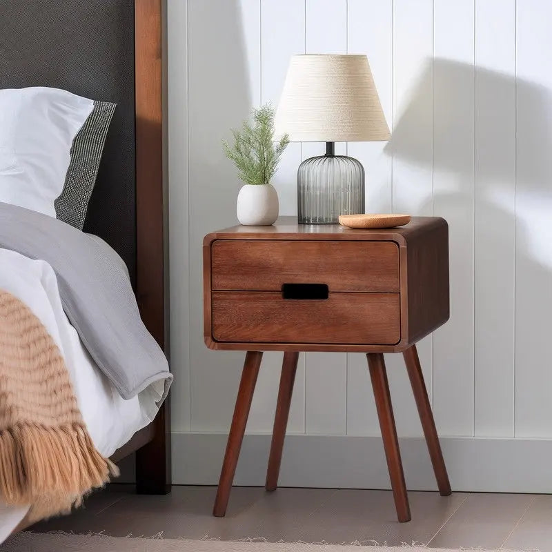 Mid-Century Solid Wood Nightstands For Bedroom