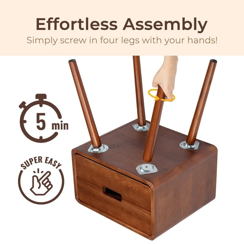 Mid-Century Solid Wood Nightstands For Bedroom