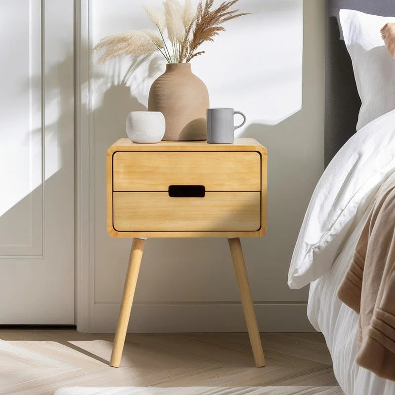 Mid-Century Solid Wood Nightstands For Bedroom