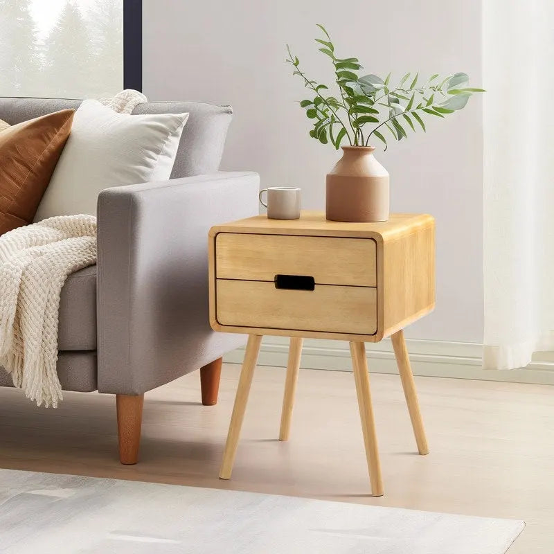Mid-Century Solid Wood Nightstands For Bedroom