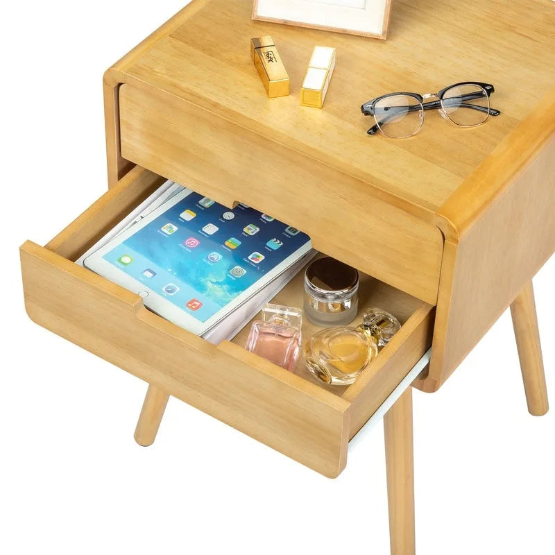 Mid-Century Solid Wood Nightstands For Bedroom