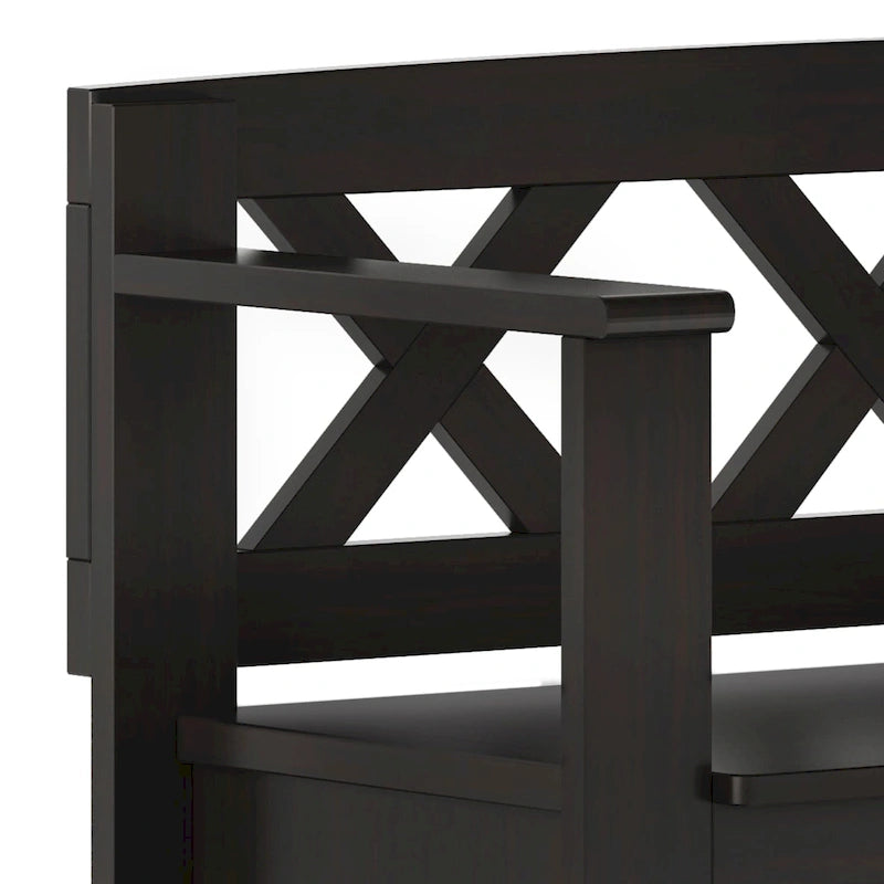 WYNDENHALL Halifax SOLID WOOD 36 inch Wide Transitional Small Entryway Storage Bench - 17D x 36 W x 27.8H