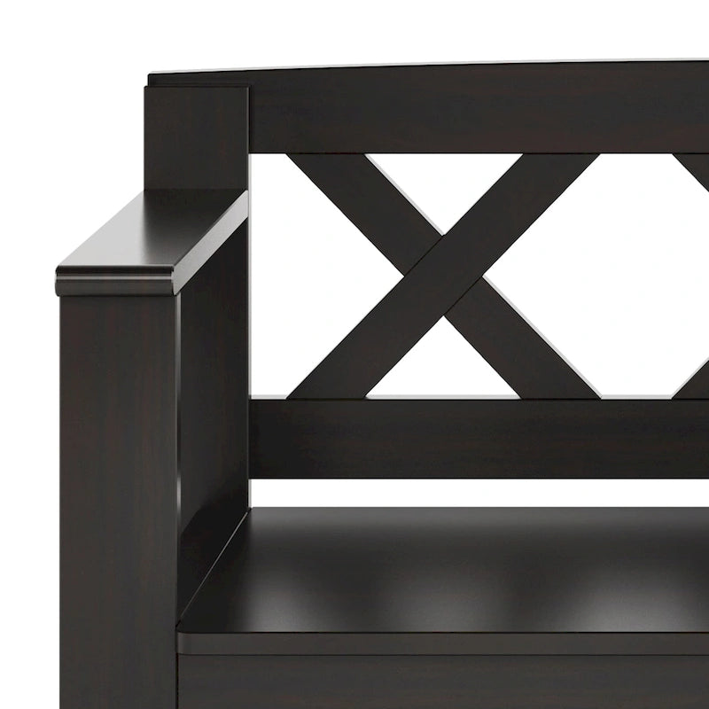 WYNDENHALL Halifax SOLID WOOD 36 inch Wide Transitional Small Entryway Storage Bench - 17D x 36 W x 27.8H