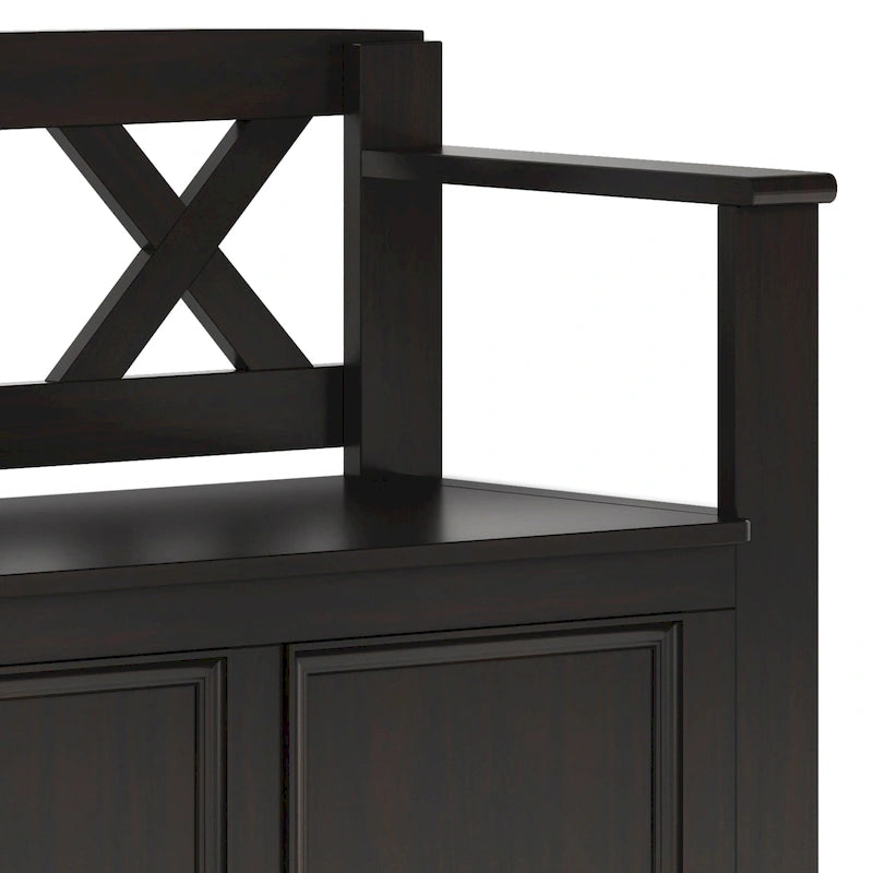 WYNDENHALL Halifax SOLID WOOD 36 inch Wide Transitional Small Entryway Storage Bench - 17D x 36 W x 27.8H