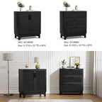 Anmytek Black 3-Drawer Dresser Modern Rattan Chest of Drawers Accent Storage Cabinet for Bedroom