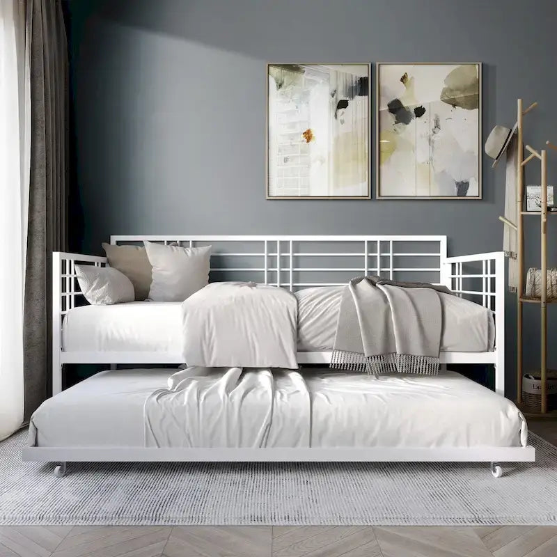 CraftPorch Contemporary Twin Size Metal Daybed with Trundle