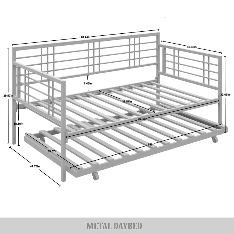 CraftPorch Contemporary Twin Size Metal Daybed with Trundle