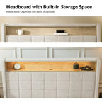 Celia Modern 61.5 Geometric Pattern Bed with Storage Headboard and Warm Night Light by HULALA HOME