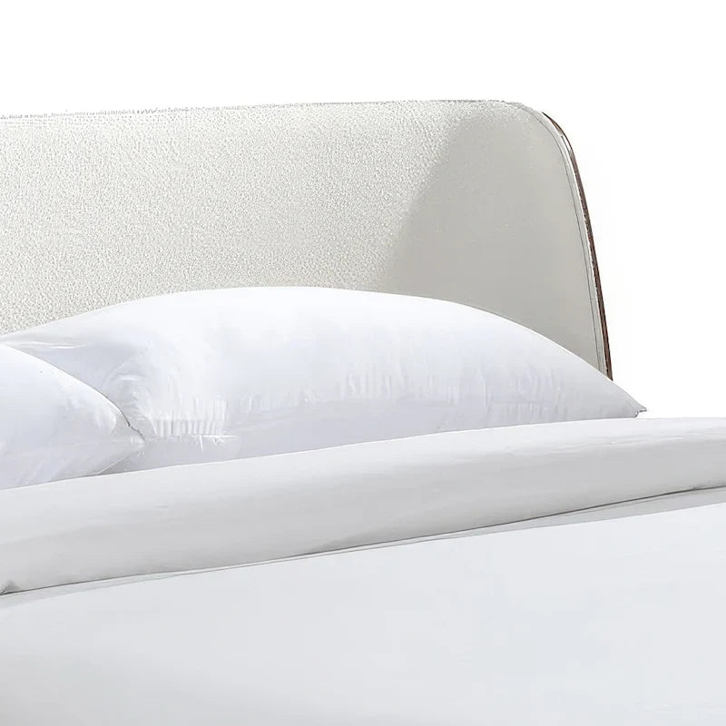 Furniture of America Beau Midcentury 3-Piece Boucle Wingback Low Profile Bedroom Set