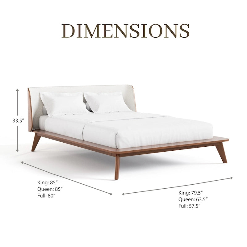 Furniture of America Beau Midcentury 3-Piece Boucle Wingback Low Profile Bedroom Set