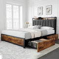 Upholstered Headboard Bed Frame with 4 Storage Drawers