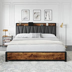 Upholstered Headboard Bed Frame with 4 Storage Drawers