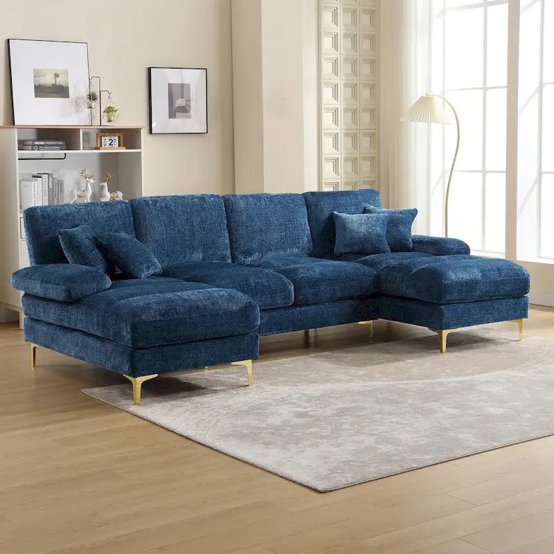 HOMEFUN Chenille Upholstered U-Shaped Living Room Sectional Sofa