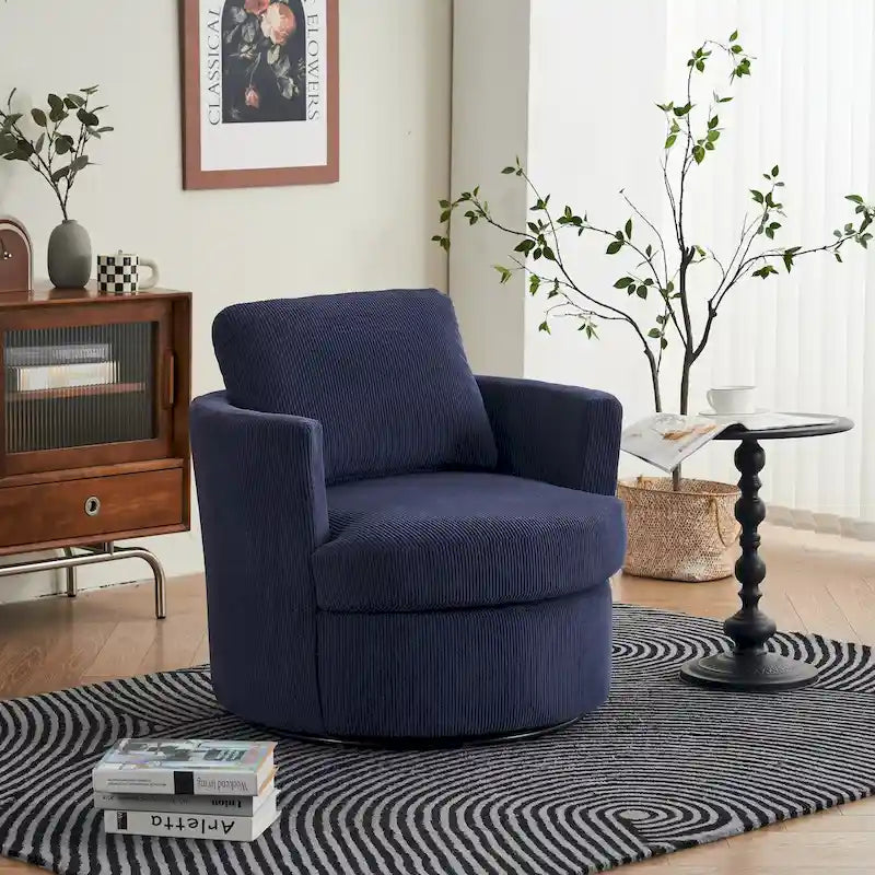Modern Corduroy Swivel Barrel Accent Chair, Set of 1