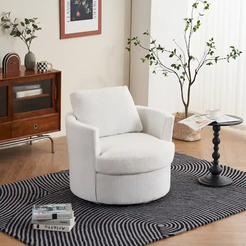 Modern Corduroy Swivel Barrel Accent Chair, Set of 1
