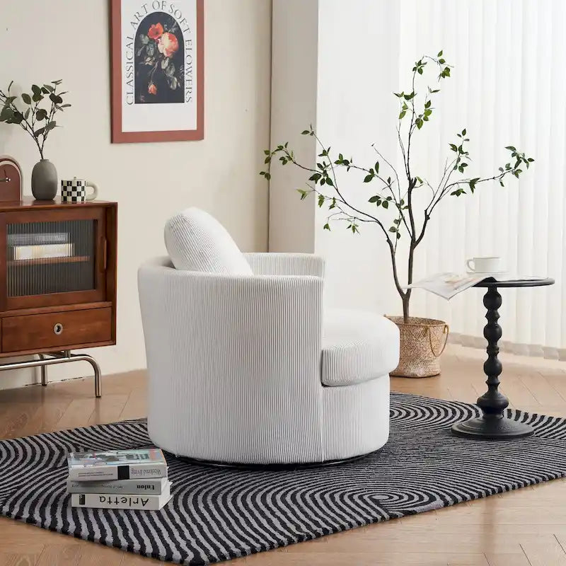 Modern Corduroy Swivel Barrel Accent Chair, Set of 1
