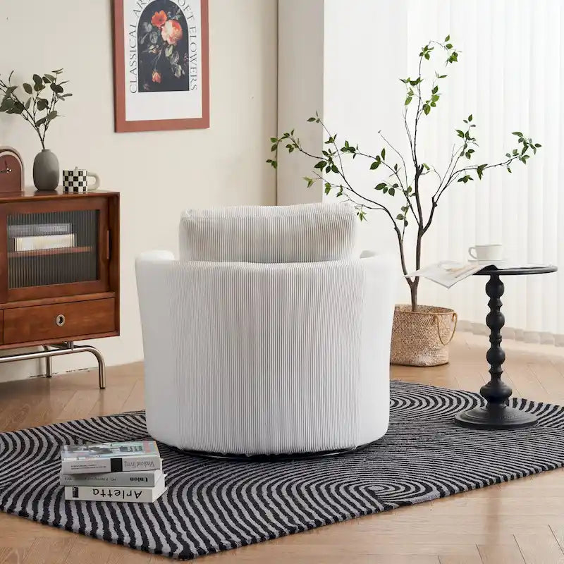 Modern Corduroy Swivel Barrel Accent Chair, Set of 1