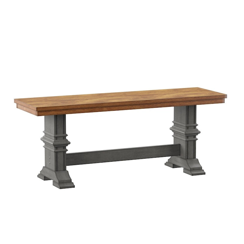 Eleanor Two-Tone Trestle Leg Wood Dining Bench by iNSPIRE Q Classic