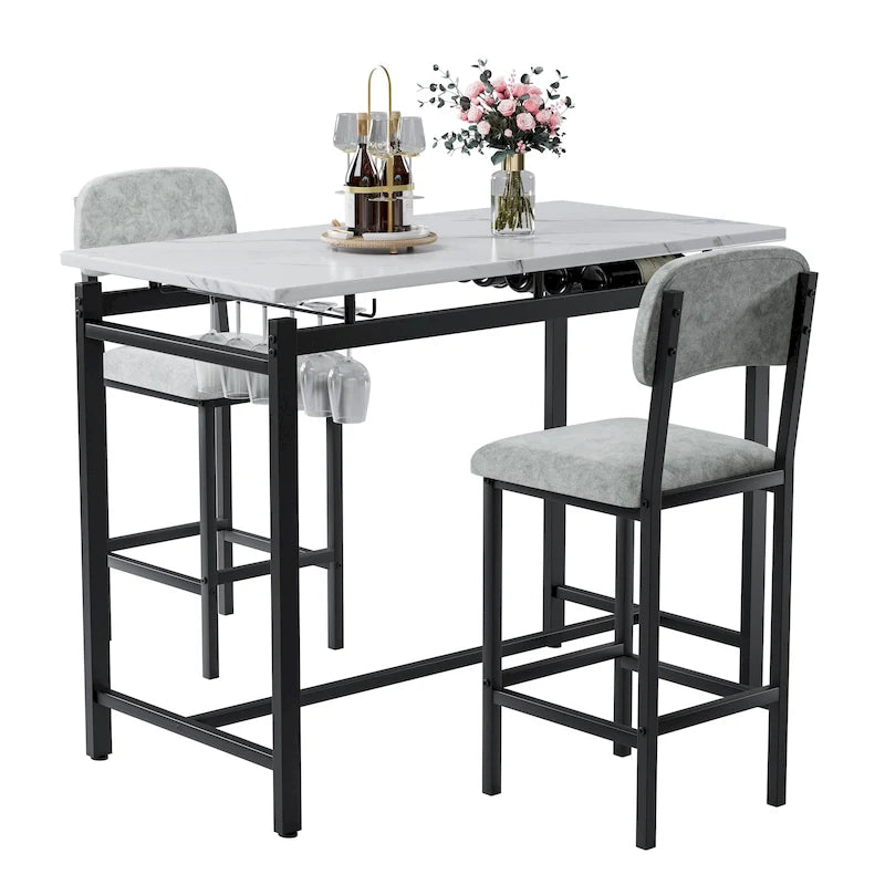 3 Piece Dining Bar Set with 2 Chairs