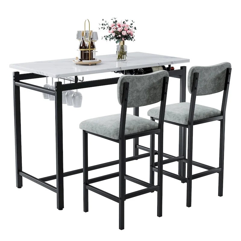 3 Piece Dining Bar Set with 2 Chairs