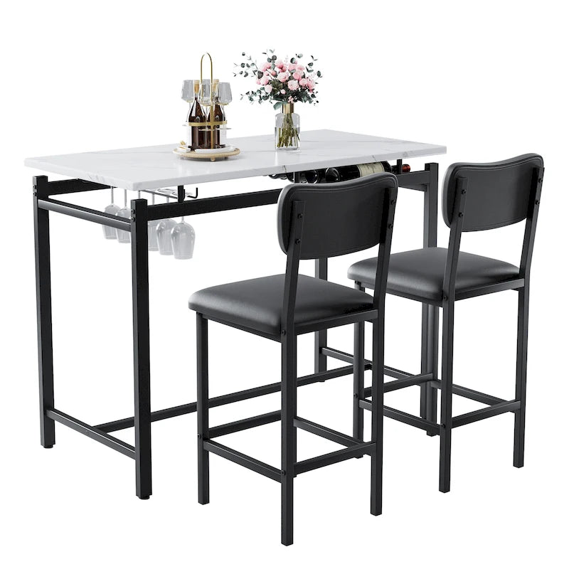 3 Piece Dining Bar Set with 2 Chairs