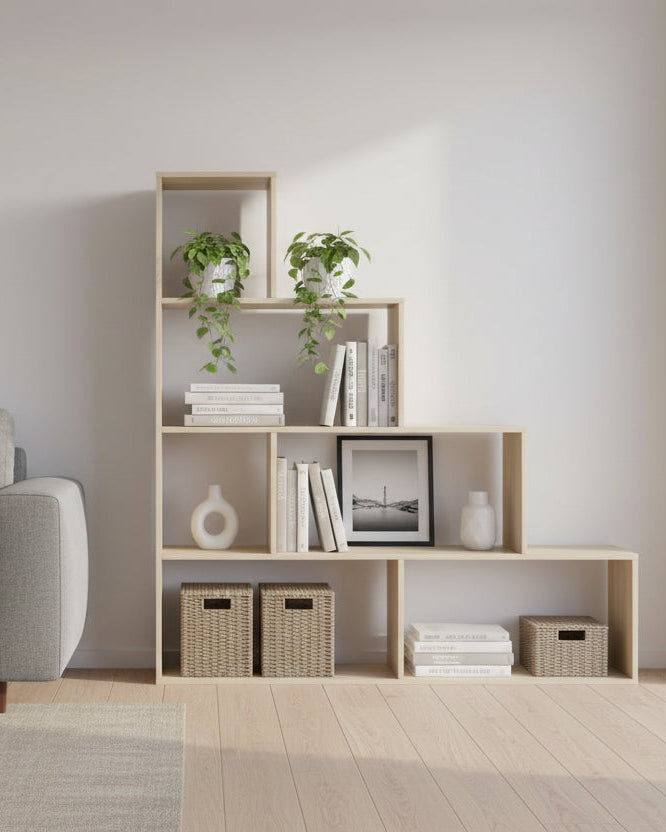 Brown Oak Wood Bookcase