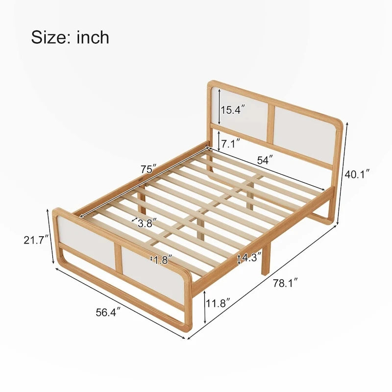 Modern Style Full Size Solid Wood Platform Bed for Kids