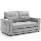 Foldable Tufted Loveseat with Pull Out Convertible Sleeper Couch Bed