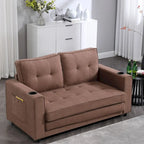 Foldable Tufted Loveseat with Pull Out Convertible Sleeper Couch Bed