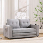 Foldable Tufted Loveseat with Pull Out Convertible Sleeper Couch Bed
