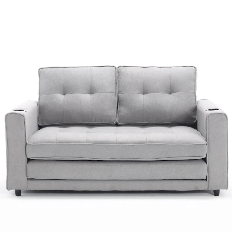 Foldable Tufted Loveseat with Pull Out Convertible Sleeper Couch Bed