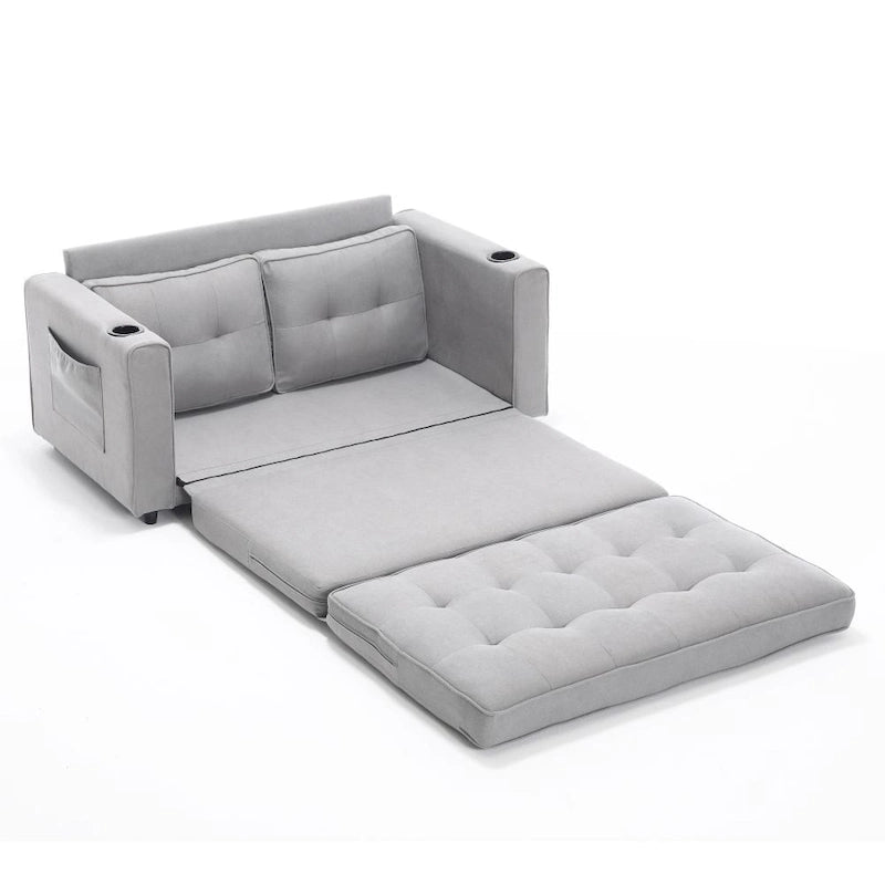 Foldable Tufted Loveseat with Pull Out Convertible Sleeper Couch Bed