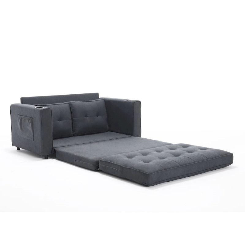 Foldable Tufted Loveseat with Pull Out Convertible Sleeper Couch Bed