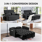 Modern 76.5 Length Pull Out Tufted Convertible Loveseat Upholstery Reclining Sleeper Sofa Bed