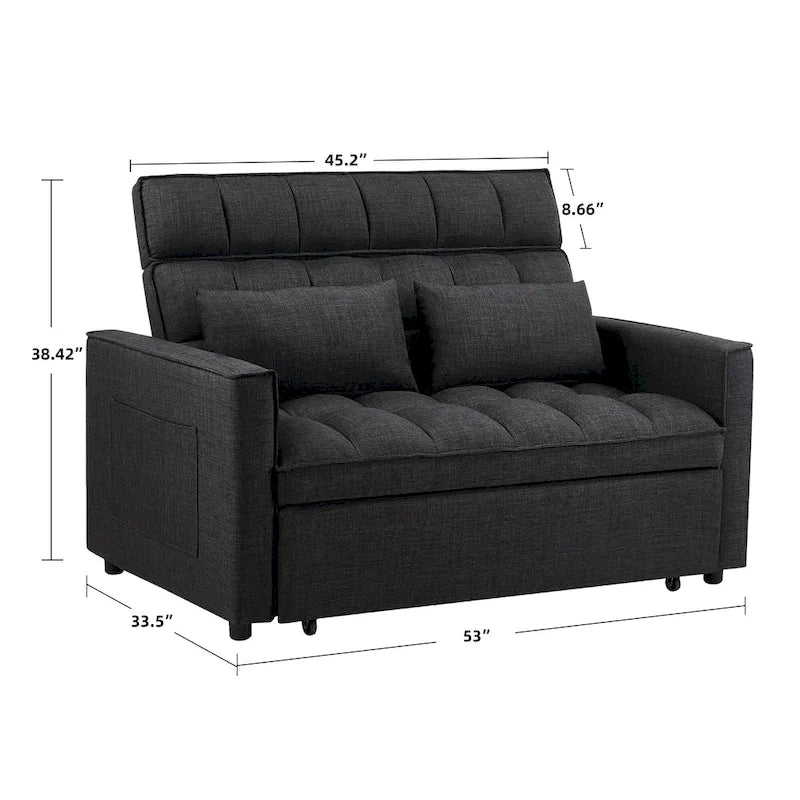 Modern 76.5 Length Pull Out Tufted Convertible Loveseat Upholstery Reclining Sleeper Sofa Bed