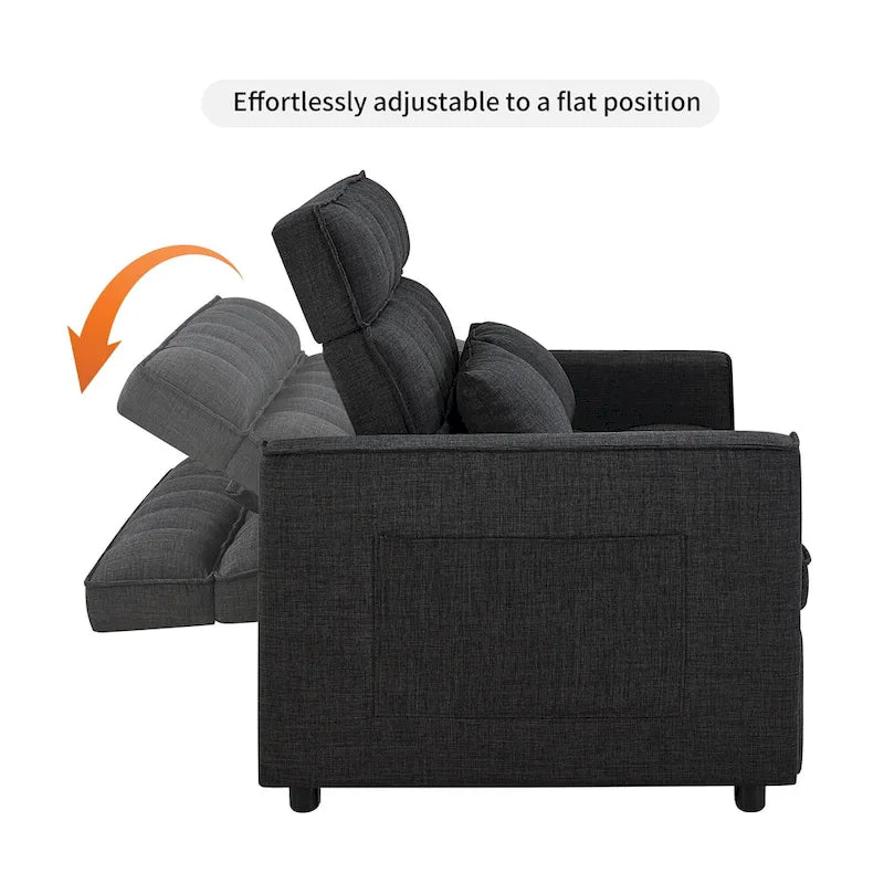 Modern 76.5 Length Pull Out Tufted Convertible Loveseat Upholstery Reclining Sleeper Sofa Bed