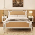 Merax Traditional Style Platform Bed with Rattan Headboard and Footboard
