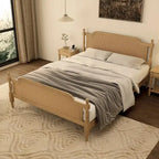 Merax Traditional Style Platform Bed with Rattan Headboard and Footboard