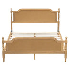 Merax Traditional Style Platform Bed with Rattan Headboard and Footboard