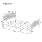 Merax Traditional Style Platform Bed with Rattan Headboard and Footboard