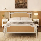 Merax Traditional Style Platform Bed with Rattan Headboard and Footboard