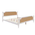 Merax Traditional Style Platform Bed with Rattan Headboard and Footboard
