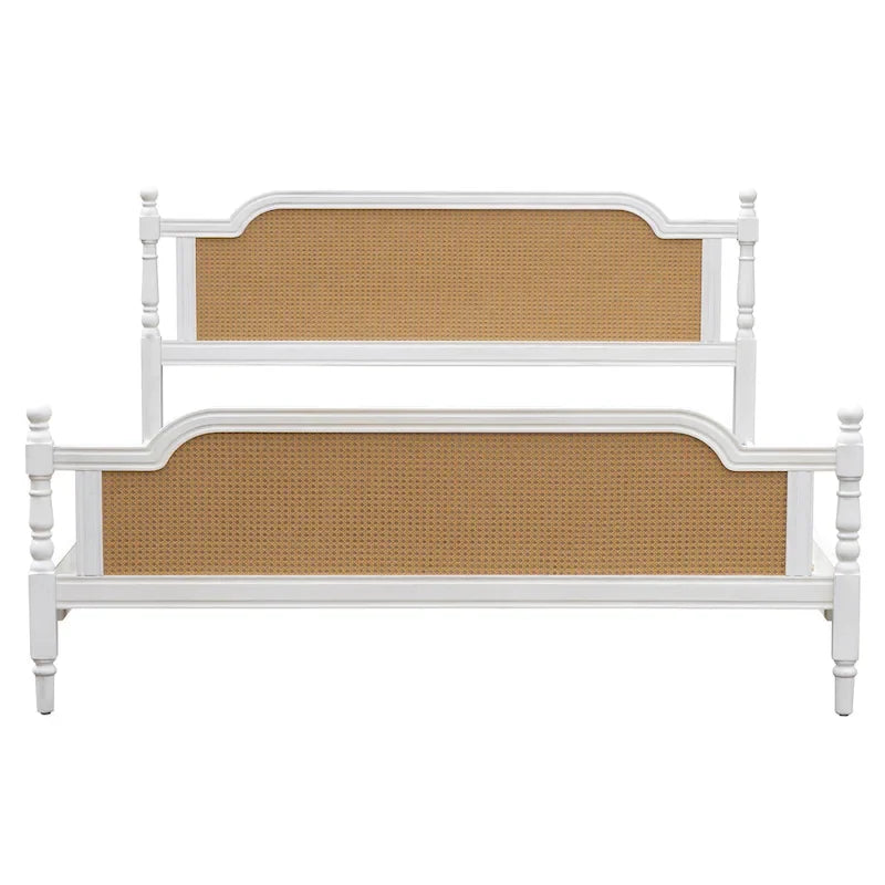 Merax Traditional Style Platform Bed with Rattan Headboard and Footboard