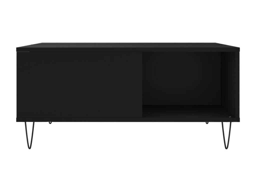 Black Engineered Wood Coffee Table, 80 x 80 x 36.5 cm