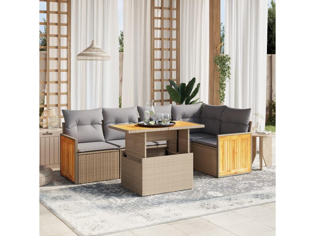 Beige Woven Resin Wicker Outdoor Furniture Set
